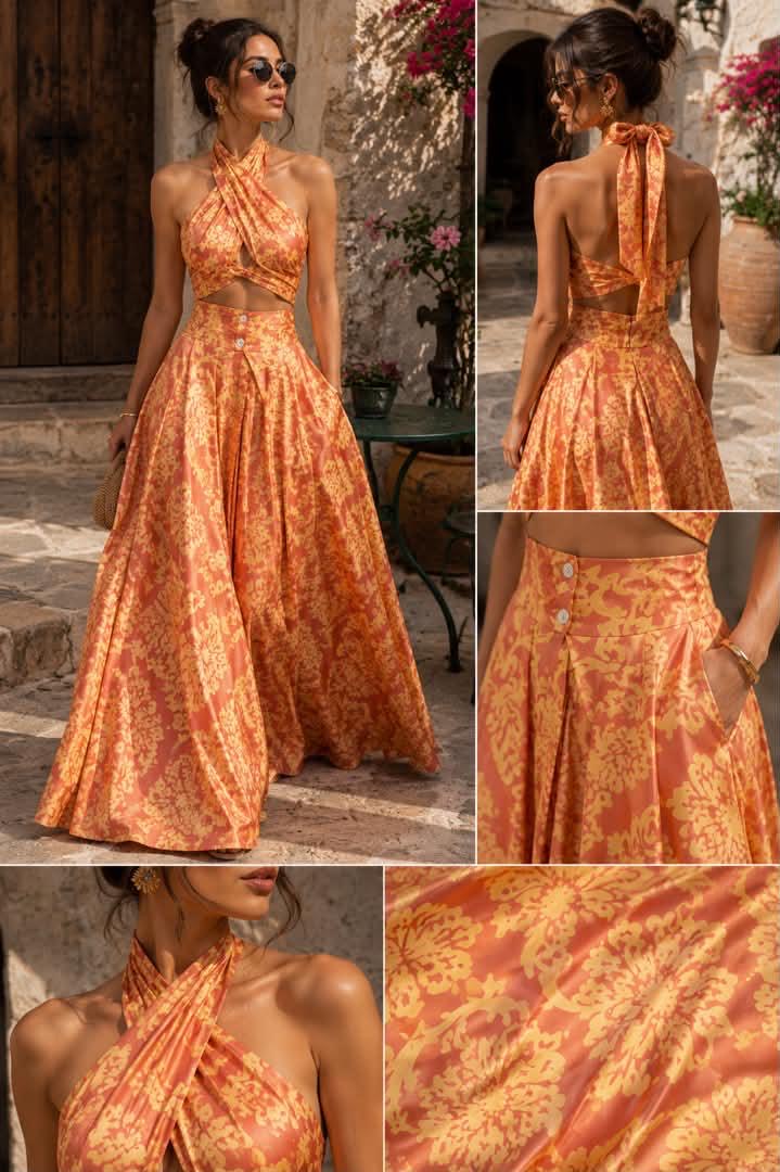 Belvari Sienna Soleil Halter Maxi Dress