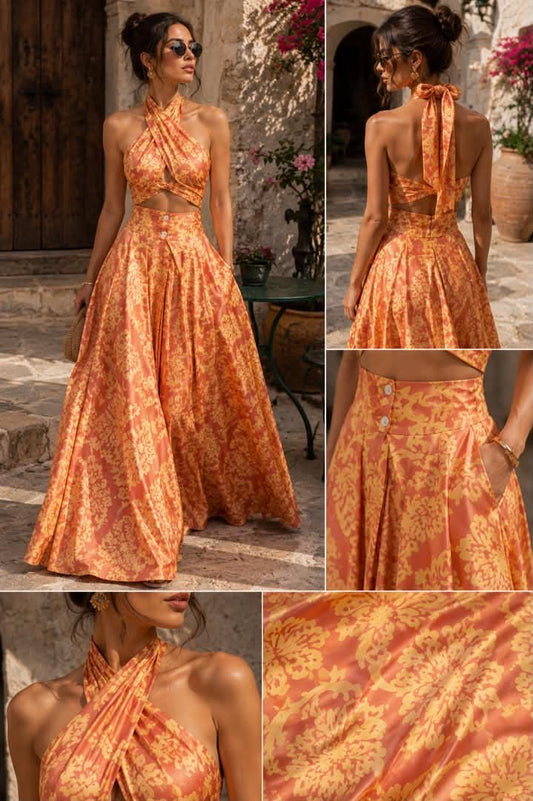Belvari Sienna Soleil Halter Maxi Dress