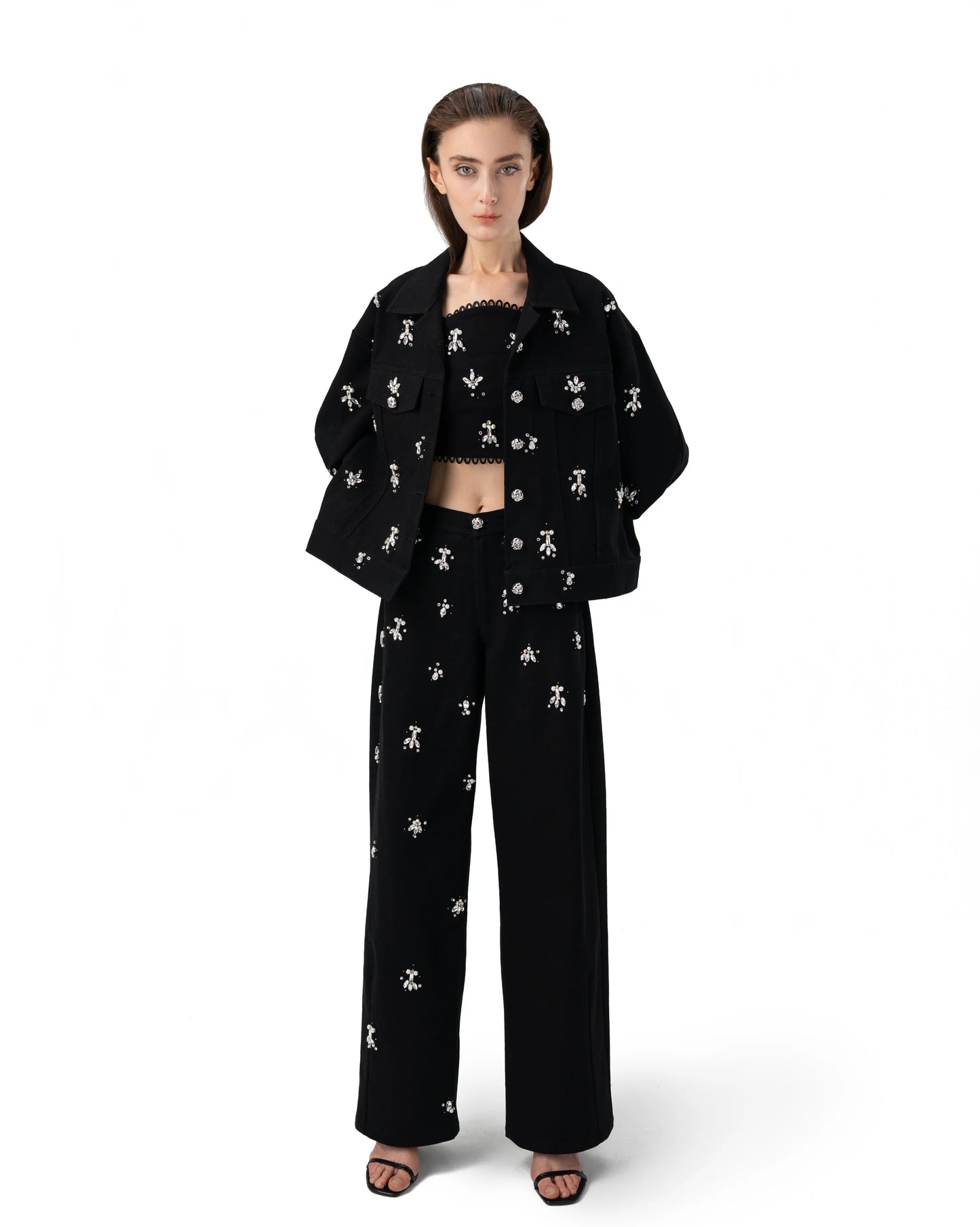 Black Bejeweled Denim Jacket