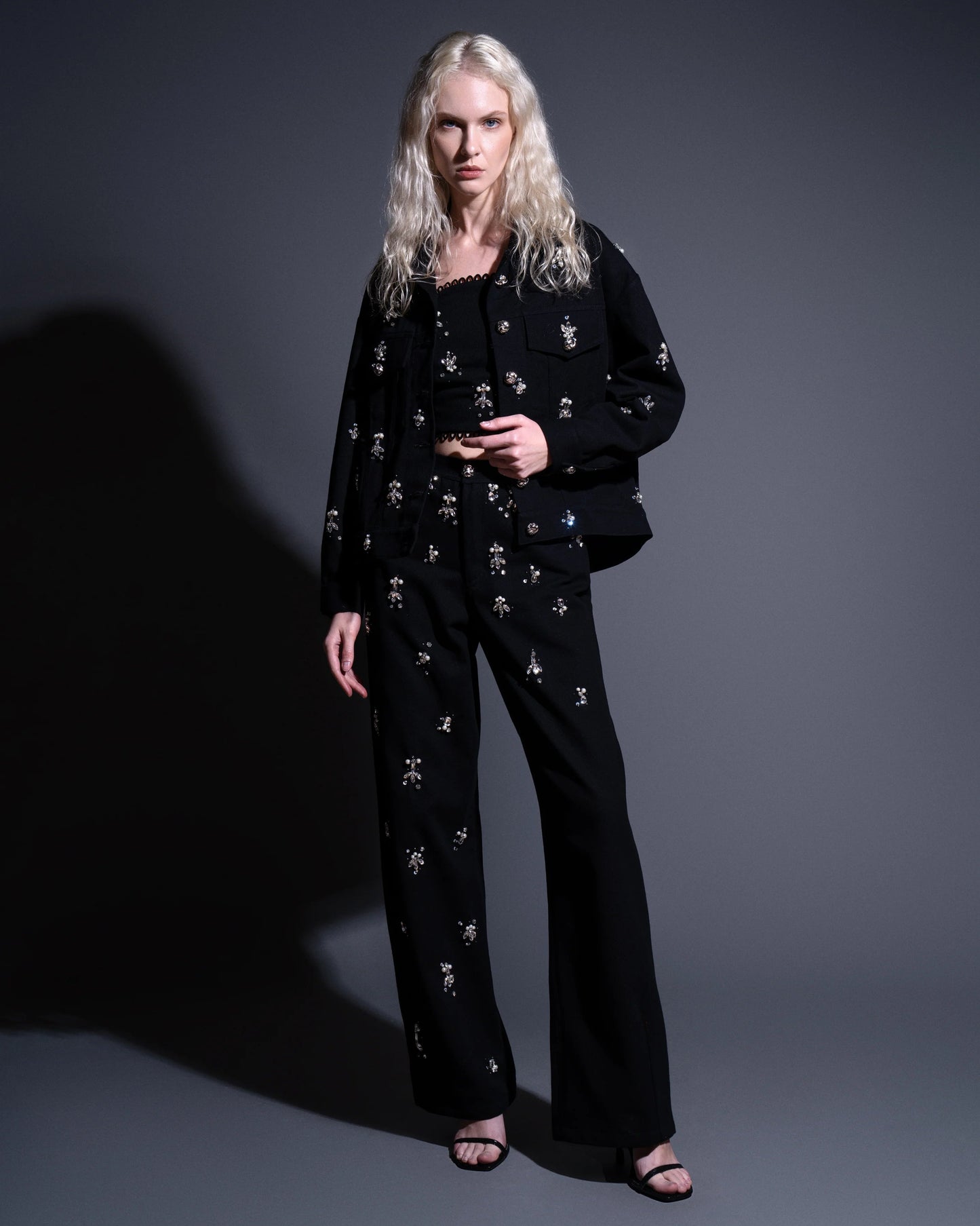 Black Bejeweled Denim Jacket