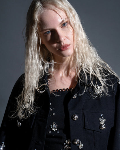 Black Bejeweled Denim Jacket