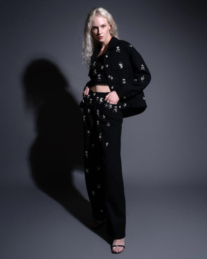 Black Bejeweled Denim Jacket