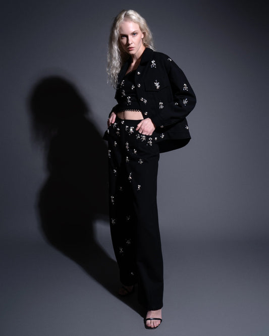 Black Bejeweled Denim Jacket